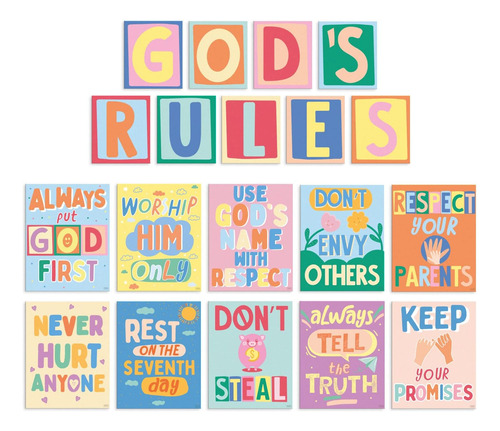S&o God's Rules 10 Mandamientos Niños Póster Y Juego ...