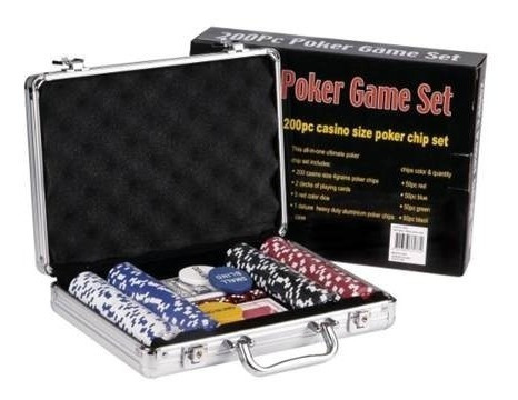 Set Lujo Maletin Poker Cartas Blackj Metalizado X 200 Fichas