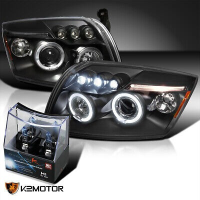 For 2007-2012 Dodge Caliber Black Led Halo Projector Hea Kg1