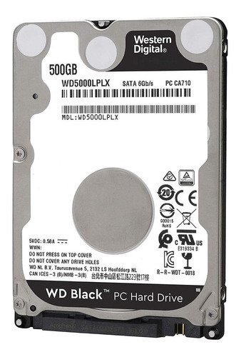 Disco rígido interno Western Digital WD Black WD5000LPLX 500GB preto