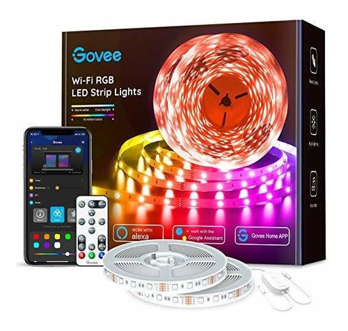 Govee 65.6ft Alexa Led Strip Lights, Smart Wifi Rgb Rope Li