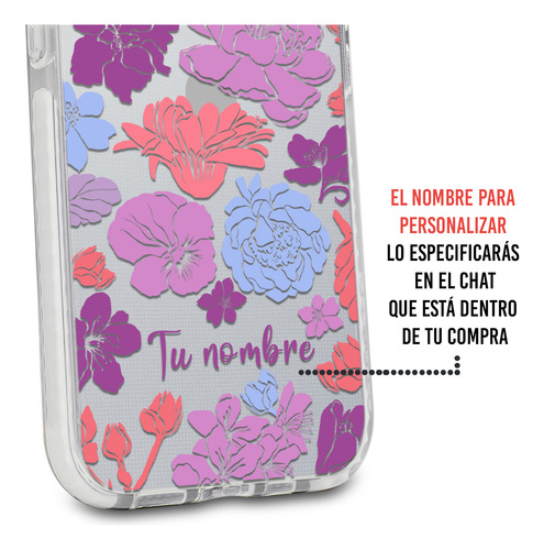 Funda Para iPhone Para Mujer Flores Colores Con Tu Nombre