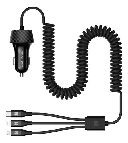 Cargador Auto 3.4a C/ Cable Micro Usb-c Promate Voltrip-uni