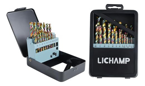 Lichamp M2 Drill Bits Set, 21pcs 1/16  A 3/8  Hss Bit For Ha