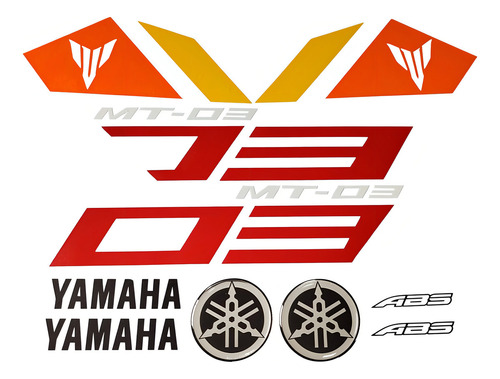 Kit Adesivo Yamaha Mt03 Tanque E Lateral Vermelha Mt03ver