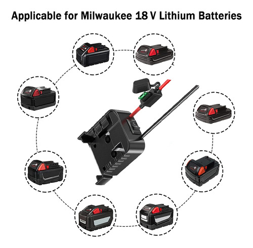 Adaptador Power Wheels De 12 Awg Para Team Lithium Ba-fs De