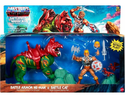 He Man + Battle Cat Masters Of The Universe Retro Mattel
