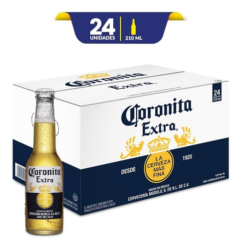 Cerveza Clara Coronita Extra , 24 Botellas De 210ml C/u