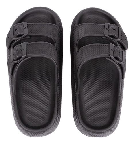 Sandalias De Interior Con Doble Botonadura, Suaves Y Cómodas