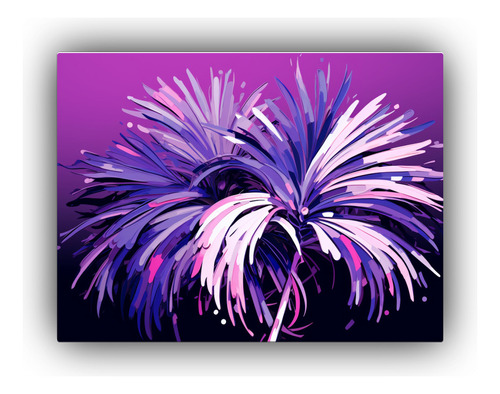 50x40cm Cuadro Lienzo Palmera Violeta Atmósfera Neonoir Est