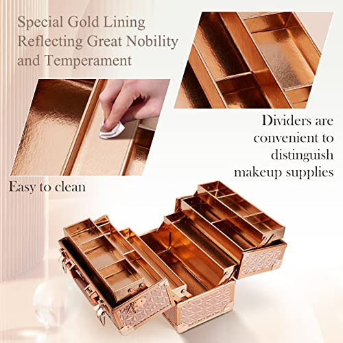 Estuche Profesional De Maquillaje (dorado Rosa)