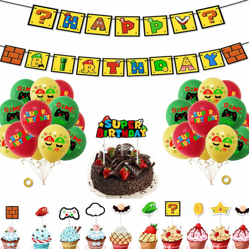 Mario Birthday Party Supplies, 35pcs Super Mario Party Decor