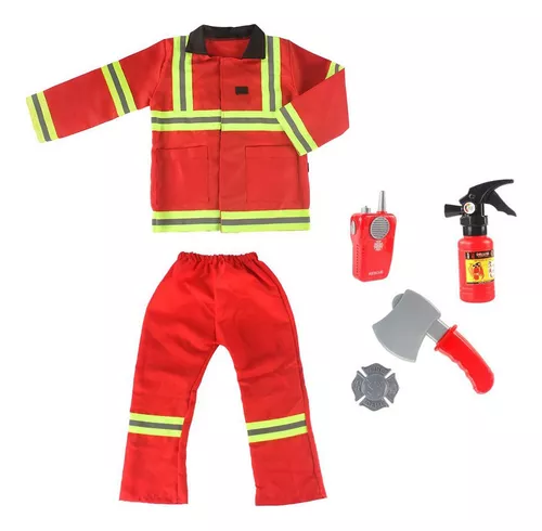 Conjunto de 17 piezas de disfraz de bombero para niños, jefe de bombero,  trajes de disfraz para Halloween, bombero, juguetes de juego de rol