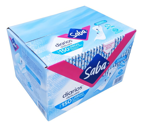 Protectores Diarios Saba® Largos Anti Irritación, 150 Piezas