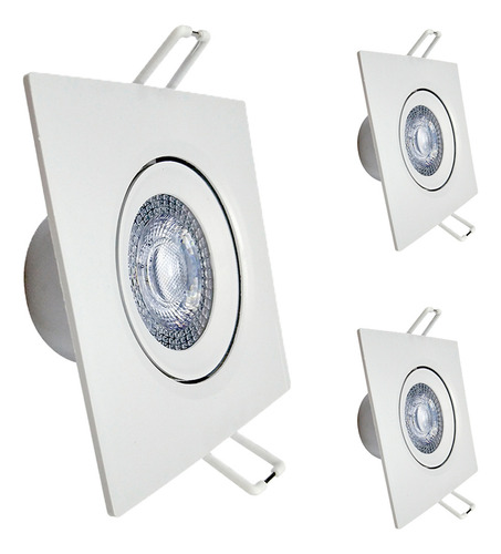 Kit 3 Spot Led Quadrado Embutir 12w Luz Branca Neutra 4000k