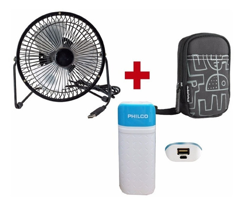 Promo Navidad Ventilador Usb + Cargador 5200m + Bolso Camara