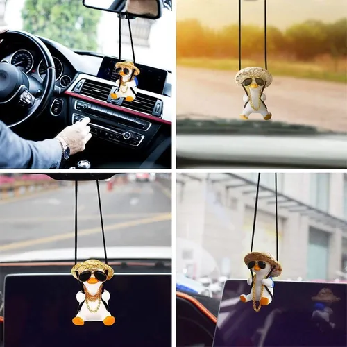 Car Mirror Hanging Accessories Swinging Duck Car Ornament Straw Hat Cute  Duck Car Pendant Rearview Mirror Auto Interior Aesthetic Car Decor Swing Car  Hanging Ornament 