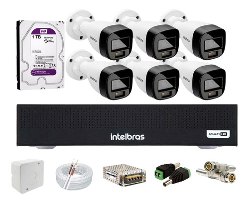 Kit Intelbras 6 Full Color Vhd 1120b, Dvr 8 Mhdx 1008, +1tb