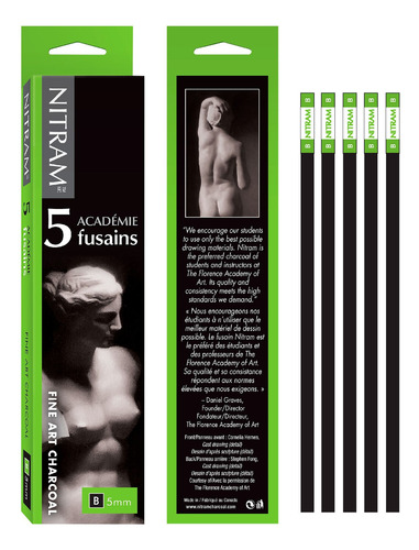 Set De 5 Barras De Carboncillo Académie Fusaine B Nitram