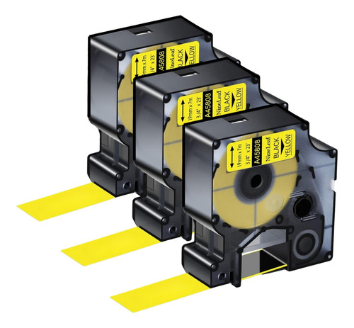 Pack3 Cinta Etiquetadora Dymo D1 45808 Amarilla