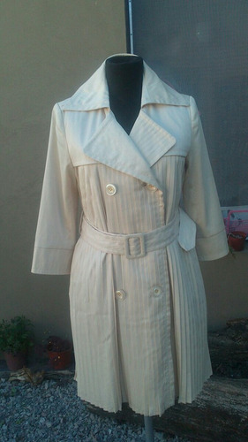 Estilo Vintage Trench Tableado Manteca