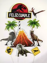 Comprar Adorno De Torta Cake Topper Oferta Listo Para Retirar-enviar Verde Jurassic Dino Dinosaurio