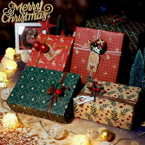 8 Hojas De Papel Para Envolver Regalos, Para Navidad, Cumple