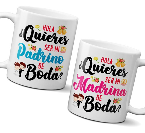 Tazas Dúo 11 Onzas Quieres Ser Mi Madrina / Padrino De Boda