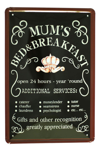 Mom&#39;s Bed Breakfast Open 24 Hours Cartel De Chapa D...