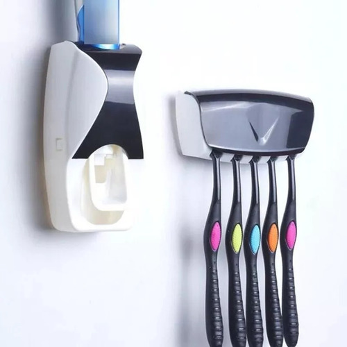 negro OUNONA Dispensador de Pasta de Dientes Autom/ático y Portacepillos de Dientes con conjunto de portaescobillas para uso en el ba/ño