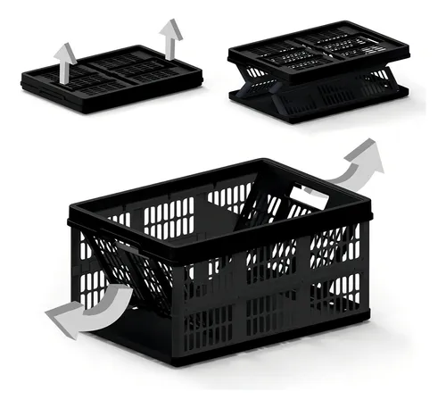 Caixa Organizadora Helsim Preta 45L Dobrável Plástico Resistente