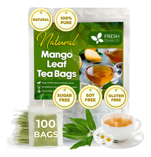 100 Bolsas De Te De Hoja De Mango, 100% Natural Y Puro De Ho