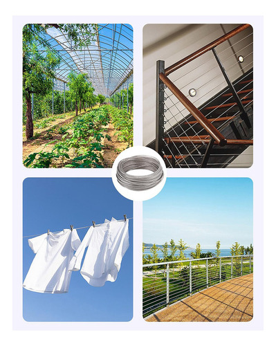 Cabo De Aço De 30m 2mm, Fio De Jardim De Aço Inoxidável, Com