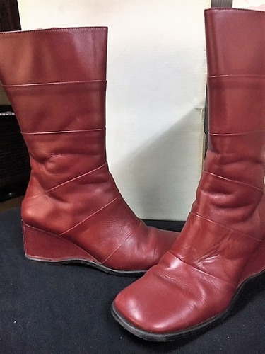 Botas Cuero Rojo N°38 Media Caña