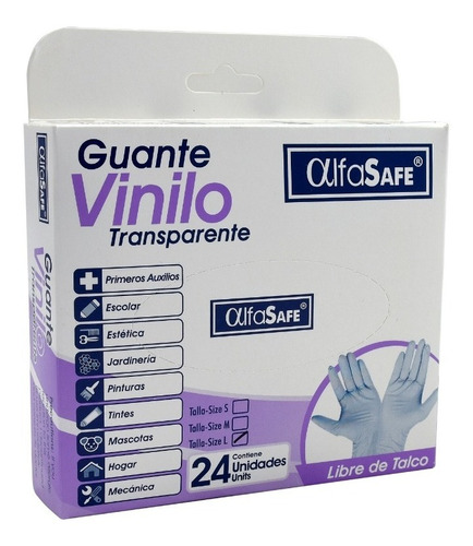 Guantes De Vinilo Transparente Alfa Safe Talla L