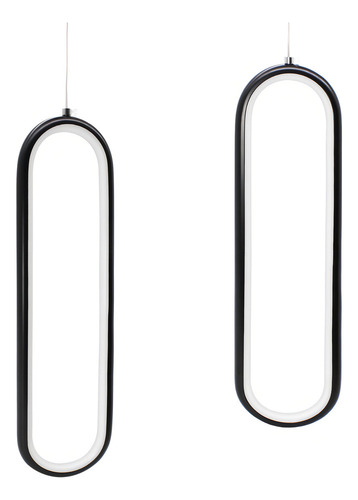 Luminária Pendente Teto Lustre Slim Led Anel Oval Preto 8018