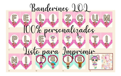 Banderines Imprimible Lol Personalizado Digital L.o.l.