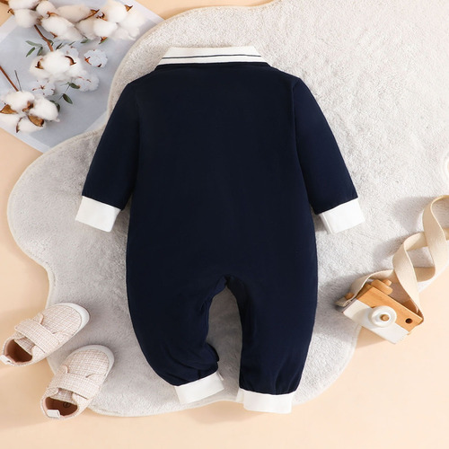 Conjunto De Mameluco Y Algodón Elegante Para Bebé De 0-12m Azul Oscuro 3-6 M