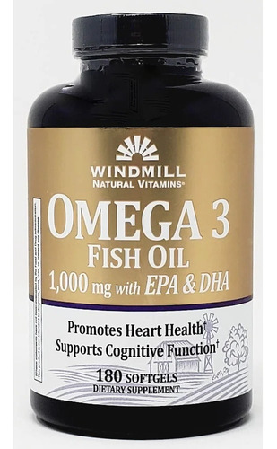 Omega 3 1000mg Con Epa Dha Windmill 180 Softgels  Sabor Sin Sabor