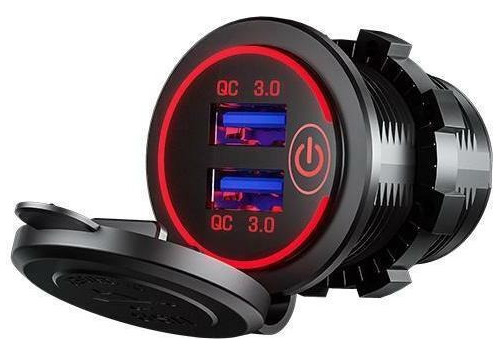 Cargador De Coche Qc3.0 Dual Usb Rápido Socket Led Voltímetr