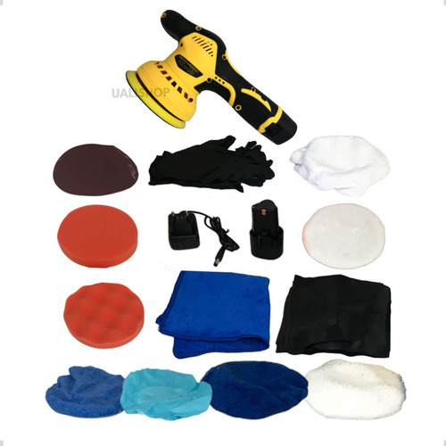 Lixadeira Politriz Sem Fio Profissional Automotiva Bateria Cor Preto/amarelo 127/220v