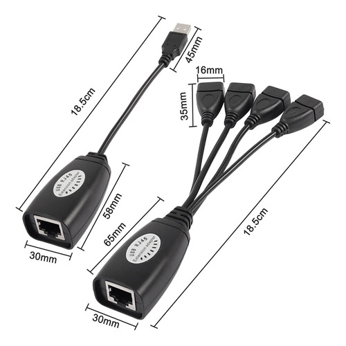 Extensor Usb 2.0 Por Rj45 4 Puertos, Hasta 45 Metros