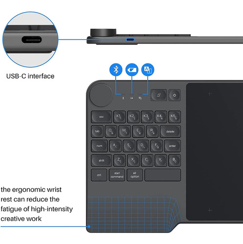 Tableta De Dibujo Inalámbrica Huion Inspiroy Keydial Kd200 B