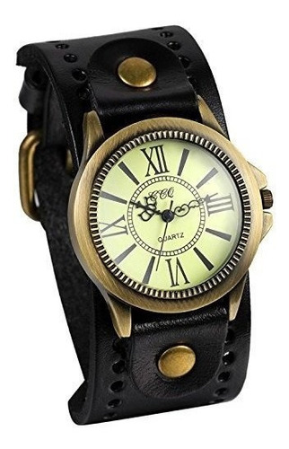 Avaner Unisex Punk Retro Bronce Dial Redondo Marron Ancho Co