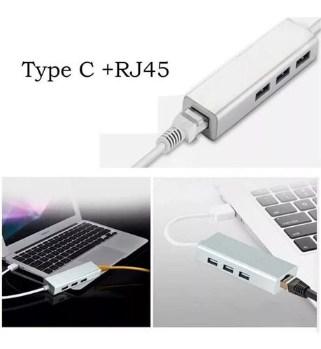 Imagen 5 de 10 de Hub Usb C 3.1 X Puertos Usb 3.0 + Red Aluminio Premium