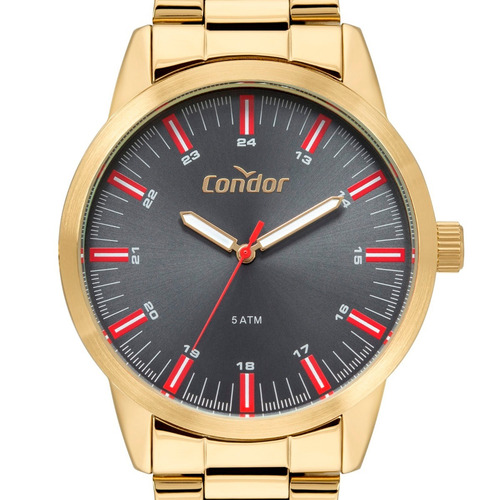 Relógio Masculino Dourado Condor Classic Luxo Original 5 Atm
