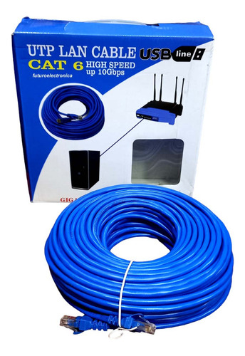 Cable De Red Rj45 Categoria 6e 40 Mts Armado Alta Velocidad