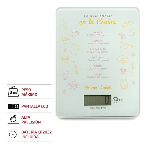 Imagen 2 de 7 de Balanza Electronica Digital De Cocina 3 Kilos Alta Precision