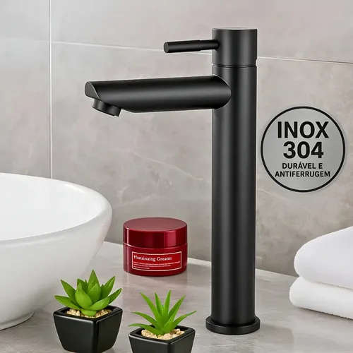 Escovada Torneira Banheiro 1/4 Volta Inox 304 Alta Luxo Banheiro Preto Fosco