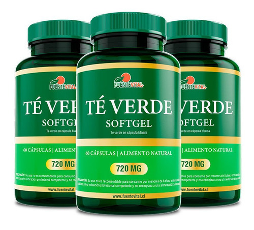 Te Verde Fv 180 Caps Softgel 3x60. Salud Natural Sabor Adelgazante / 3 Frascos